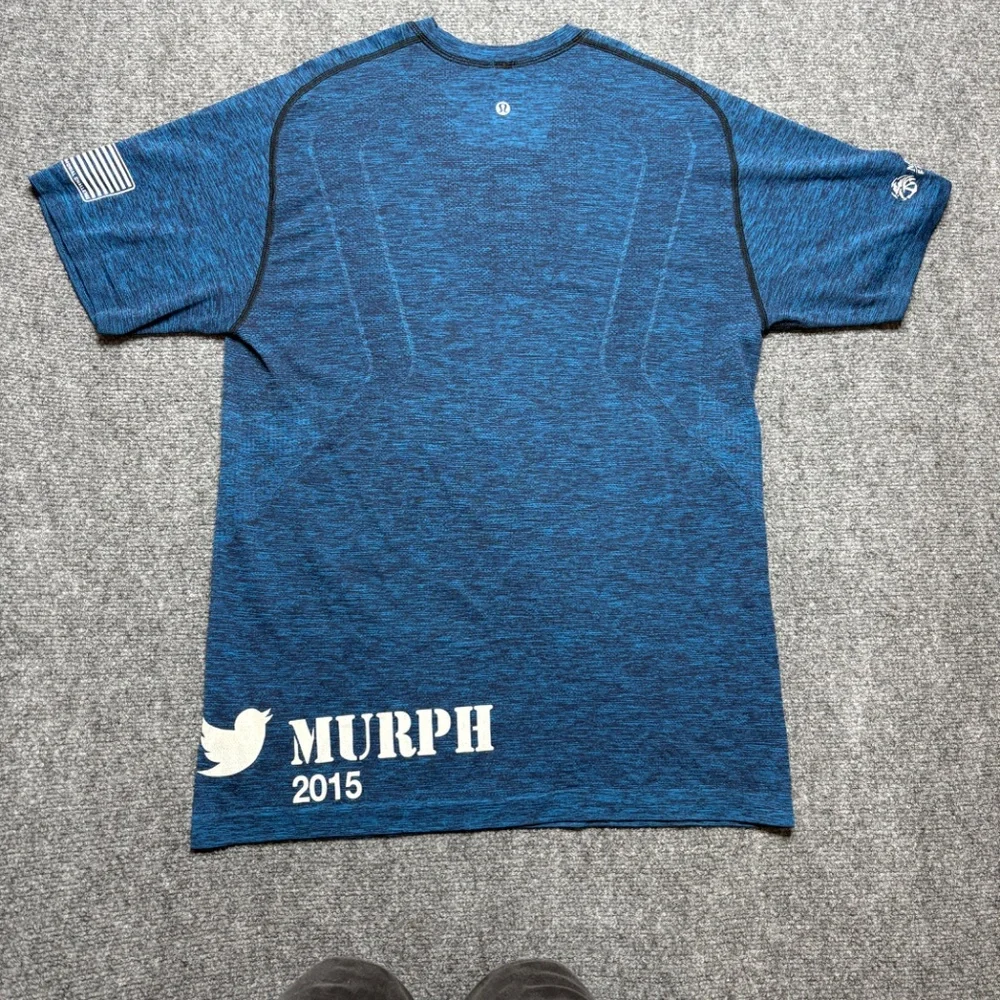 Lululemon Shirt Mens Medium Blue Swiftly Yoga Gym Athleisure Crossfit Murph - Picture 2 of 9